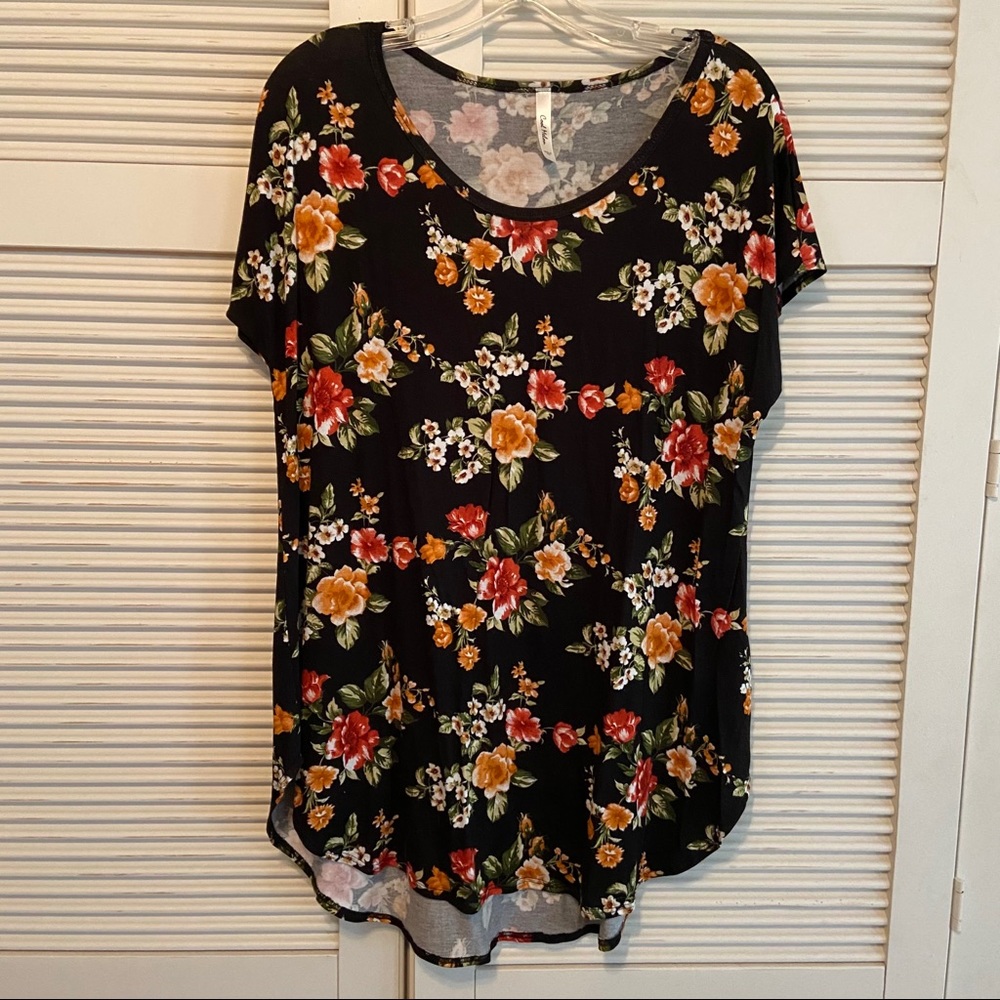 Cool Melon Floral Tunic Top